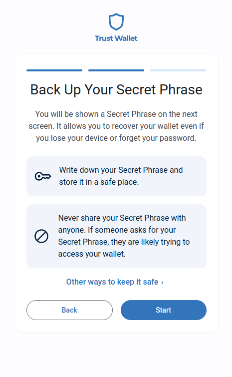 Backup Secret Phrase