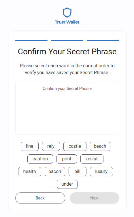 Confirm Your Seed Phrase